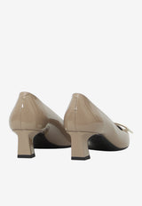 Roger Vivier Belle Vivier 45 Trompette Pumps in Patent Leather Beige RVW44815280-D1P-C415
