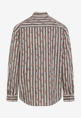 Caper Long-Sleeved Floral Stripe Shirt