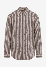 Caper Long-Sleeved Floral Stripe Shirt