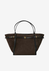 Tod's Medium T Signature Suede Tote Bag Brown XBWTIMA0300-P3A-201A