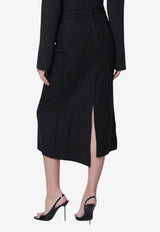 Victoria Beckham Pressed Wool Midi Skirt Black 1326WSK007362DWO/T_VIBEC-DG