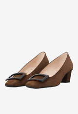 Roger Vivier Belle Vivier 45 Suede Pumps Brown RVW00639540-HR0-S604