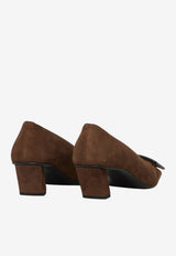 Roger Vivier Belle Vivier 45 Suede Pumps Brown RVW00639540-HR0-S604