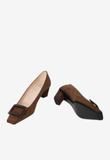 Roger Vivier Belle Vivier 45 Suede Pumps Brown RVW00639540-HR0-S604