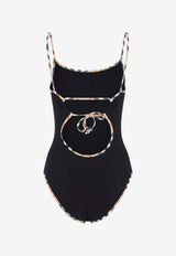 Sylvia Check-Trimmed One-Piece Swimsuit