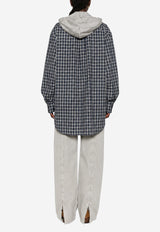 Miu Miu Flannel Check Shirt with Hood Blue MK2051SOOO6210_F022X