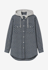 Miu Miu Flannel Check Shirt with Hood Blue MK2051SOOO6210_F022X