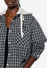 Miu Miu Flannel Check Shirt with Hood Blue MK2051SOOO6210_F022X