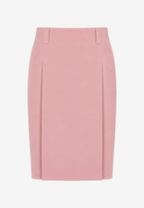 Miu Miu Embroidered Logo Mohair-Blend Skirt Peach MG2758SOOO12I1_F0924