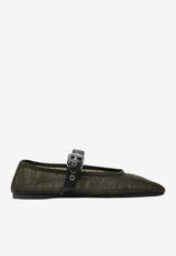 Miu Miu Buckle Mesh Ballet Flats Green 5F373E005099/T_MIU-F0393