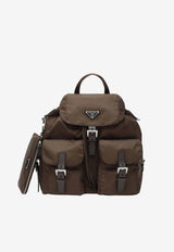 Prada Triangle Logo Re-Nylon and Saffiano Backpack Brown 1BZ811OTMRV44/T_PRADA-F0038
