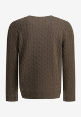 Valentino VLogo Cable Knit Cashmere Sweater Brown 9V3KC38ZBLJE04_5e2e1a49-e50a-432c-ad34-cd85cc232952