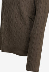 Valentino VLogo Cable Knit Cashmere Sweater Brown 9V3KC38ZBLJE04_5e2e1a49-e50a-432c-ad34-cd85cc232952