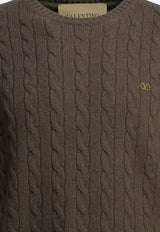 Valentino VLogo Cable Knit Cashmere Sweater Brown 9V3KC38ZBLJE04_5e2e1a49-e50a-432c-ad34-cd85cc232952