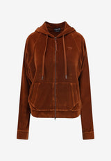 Tom Ford TF Zip-Up Velvet Hoodie Brown FLJ072JEX154EAO_HAZELNUT_70014464
