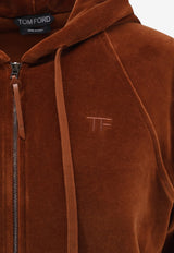 Tom Ford TF Zip-Up Velvet Hoodie Brown FLJ072JEX154EAO_HAZELNUT_70014464