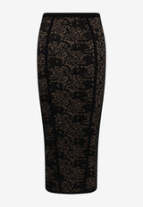 Elisabetta Franchi Embroidered Lace Midi Skirt Black GK12Q66E2FR9_Black_70281197