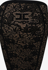 Elisabetta Franchi Embroidered Lace Midi Skirt Black GK12Q66E2FR9_Black_70281197