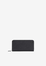 Triangle Logo Zip-Around Wallet in Saffiano Leather