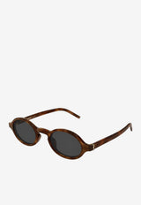 Saint Laurent Mini Cassandre Oval Sunglasses Gray 872934Y9956_2359