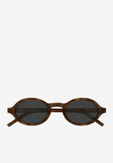Saint Laurent Mini Cassandre Oval Sunglasses Gray 872934Y9956_2359