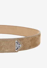 Triangle Logo Suede Leather Belt