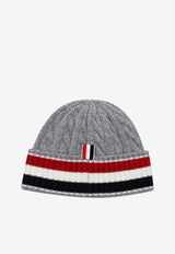 Thom Browne Cable Knit Striped Beanie Gray MKH107AY1005_055
