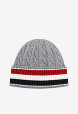 Thom Browne Cable Knit Striped Beanie Gray MKH107AY1005_055