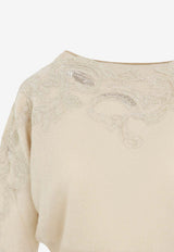 Fine Knit Sweater with Lace