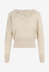 Fine Knit Sweater with Lace