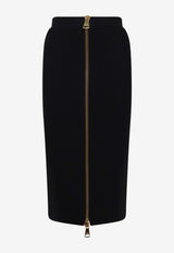 Elisabetta Franchi Zip-Front Knit Skirt Black GK28B66E2110_Black_70281321