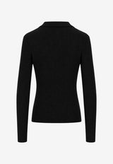 P.A.R.O.S.H Wool Knit Polo Sweater Black D540508LONG_013