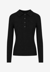 P.A.R.O.S.H Wool Knit Polo Sweater Black D540508LONG_013