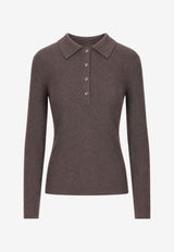 P.A.R.O.S.H Wool Knit Polo Sweater Gray D540508LONG_086