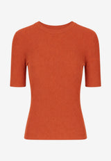 P.A.R.O.S.H Ribbed Knit Wool Top Orange D510795LONG_019