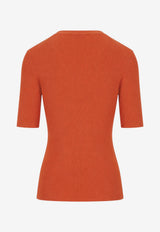 P.A.R.O.S.H Ribbed Knit Wool Top Orange D510795LONG_019