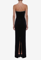 Self-Portrait Embellished Velvet Maxi Dress Black AW26-161X--B