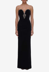Self-Portrait Embellished Velvet Maxi Dress Black AW26-161X--B
