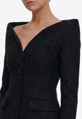 Self-Portrait Metallic Boucle Satin Maxi Dress Black AW26-057XA--B