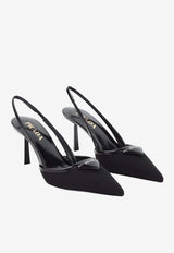 70 Triangle Logo Leather and Mesh Slingback Pumps
