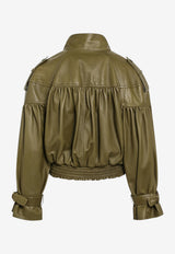 Chloé High-Neck Cropped Leather Jacket Green CH26ACV19201/T_CHLOE-3D2