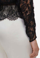 Self-Portrait Sheer Lace High-Neck Blouse Black AW26-009TC--B