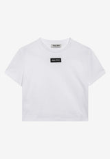 Miu Miu Logo Patch Slim T-shirt White MJNA45OOO6398/T_MIU-F0009