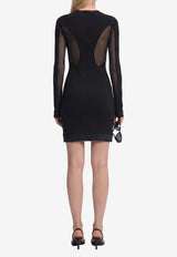The Attico Tailored Mini Dress with Tulle Inserts Black 261WCA00533-115AA-100