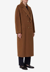 Max Mara Madame Double-Breasted Wool and Cashmere Coat Brown 2621018010600-10806-010