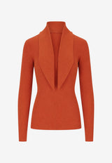 P.A.R.O.S.H Ribbed Bow Sweater Orange D541502LONG_019