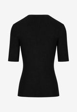 P.A.R.O.S.H Ribbed Knit Wool Top Black D510795LONG_013