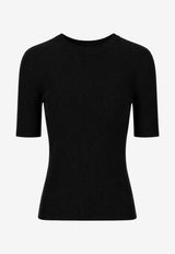 P.A.R.O.S.H Ribbed Knit Wool Top Black D510795LONG_013