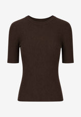P.A.R.O.S.H Ribbed Knit Wool Top Brown D510795LONG_086