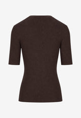 P.A.R.O.S.H Ribbed Knit Wool Top Brown D510795LONG_086